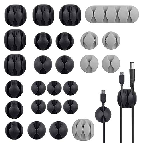 Avantree 27 Pack Long Lasting Cable Clips, Desktop Cord Holder & Hook, Charging Power Cable Drop, Adhesive Wire Organizer & Management System For Tv Pc Laptop Home Office Nightstand Desk #TOP11