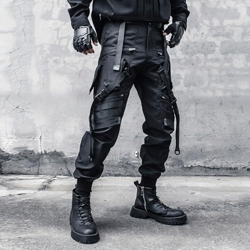 MOKEWEN Men's Streetwear Urban Techwear Ankle Band Casual Cargo Pants with Pockets Jogger4
