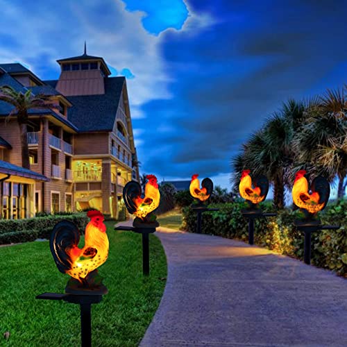 Vookry Solar Rooster Lights Chicken Statue Decorative Outdoor Solar Stake Light Cock Figurine With Solar Color Changing Led Lights Chicken Garden Decor For Outdoor Patio Yard Art Decoration #TOP4