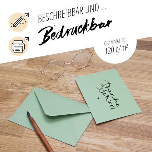 Japun – Briefumschläge (50 Stück) aus Papier, Kuvert, Umschlag ohne Fenster - DIN C6-162 x 114 mm - grün