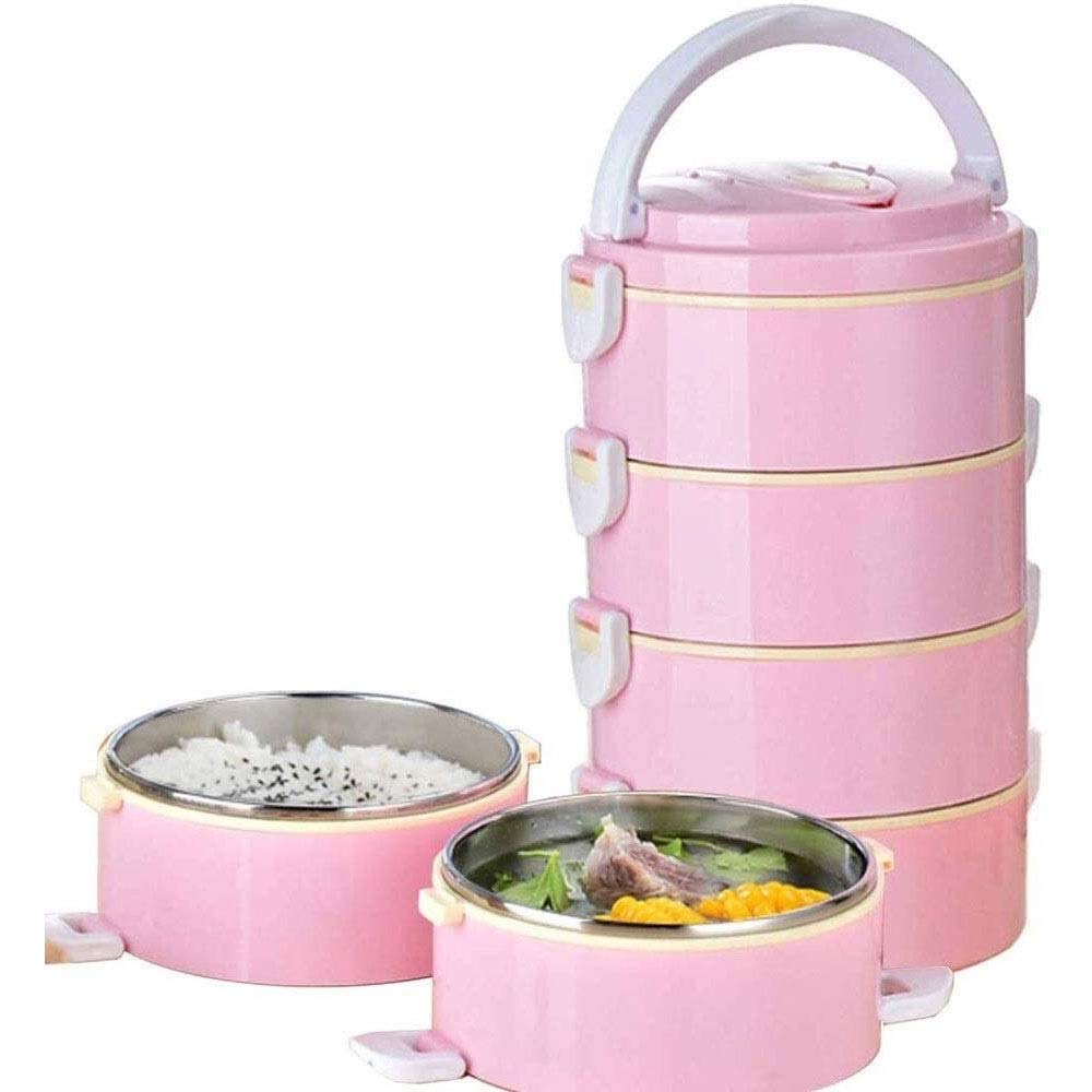 Portapranzo, bento impilabile in Acciaio Inox con Posate, Contenitore Termico a Tenuta stagna per Alimenti