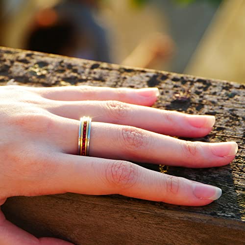 Image of Muses Art Design Fidget Rings, Anxiety Rings, Spinner Rings, Band Rings with Birthstone, Stainless Steel, Women and Men, Meditation Rings, Thumb Rings, Stress Relieving and Anxiety Reducing