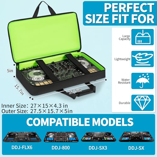 Image of IBVIVIC Lightweight Controller Storage Bag Case Fits for Pioneer DDJ FLX6 /RR /NI Traktor Kontrol S8 /DDJ SX SX2 SX3 /DDJ 800 /Denon MC7000 Padded DJ Travel Carrying Bag