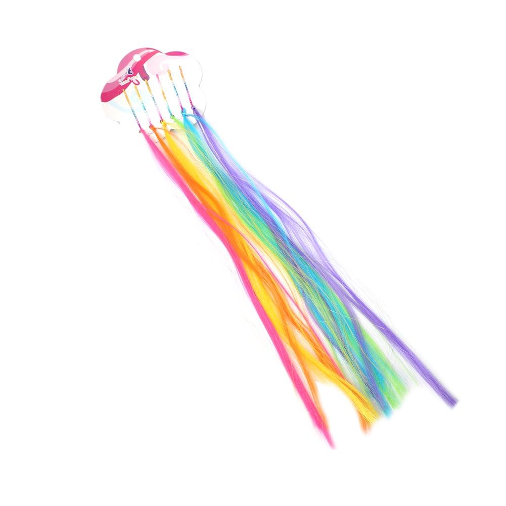 Multicolour Feather Hair Extensions, Artificial Hairpiece Streaks for Girls, 6 Pieces