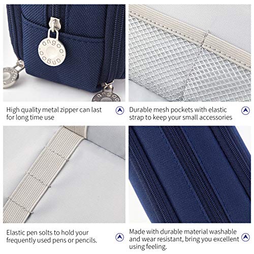 Cicimelon Large Capacity Pencil Case 3 Compartment Pouch Pen Bag For School Teen Girl Boy Men Women (Navy) #TOP3