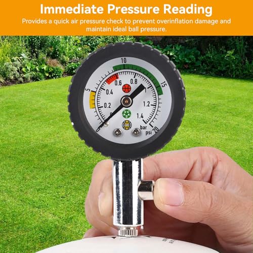 Luftdruckmesser Ball Sport Druckmesser, Mini luftdruckprüfer Tragbar Luftdruckmessgerät Professionelles Luftdruck Messgerät Ballpumpen für Basketball Fußball Volleyball (Mit Gummiring)