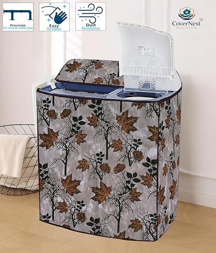 Image of Covernest Semi Automatic Washing Machine Cover, Dustproof, Compatible with 6 Kg -7.5 Kg Washing Machines (WMC-BROWN JHAD SEMI)