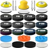 137Pcs 3 Inch Sanding Disc Polishing Kit, Headlight Restoration Kit, 60-10000 Grit Wet Dry Hook & Loop Sandpapers, Wool Sponge Polishing Pads for Drill Rotary Tools Car Wood Metal Resin Glass
