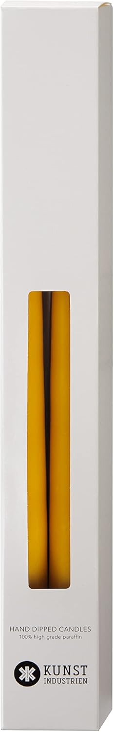 Kunstindustrien® Taper Candles – Set of 4, 13.8" – Made in Denmark, Long Burning Candles 15h, Unscented & Smokeless Candlesticks – Elegant Tall Candles for Weddings, Dinners & Home Decor (Honey)