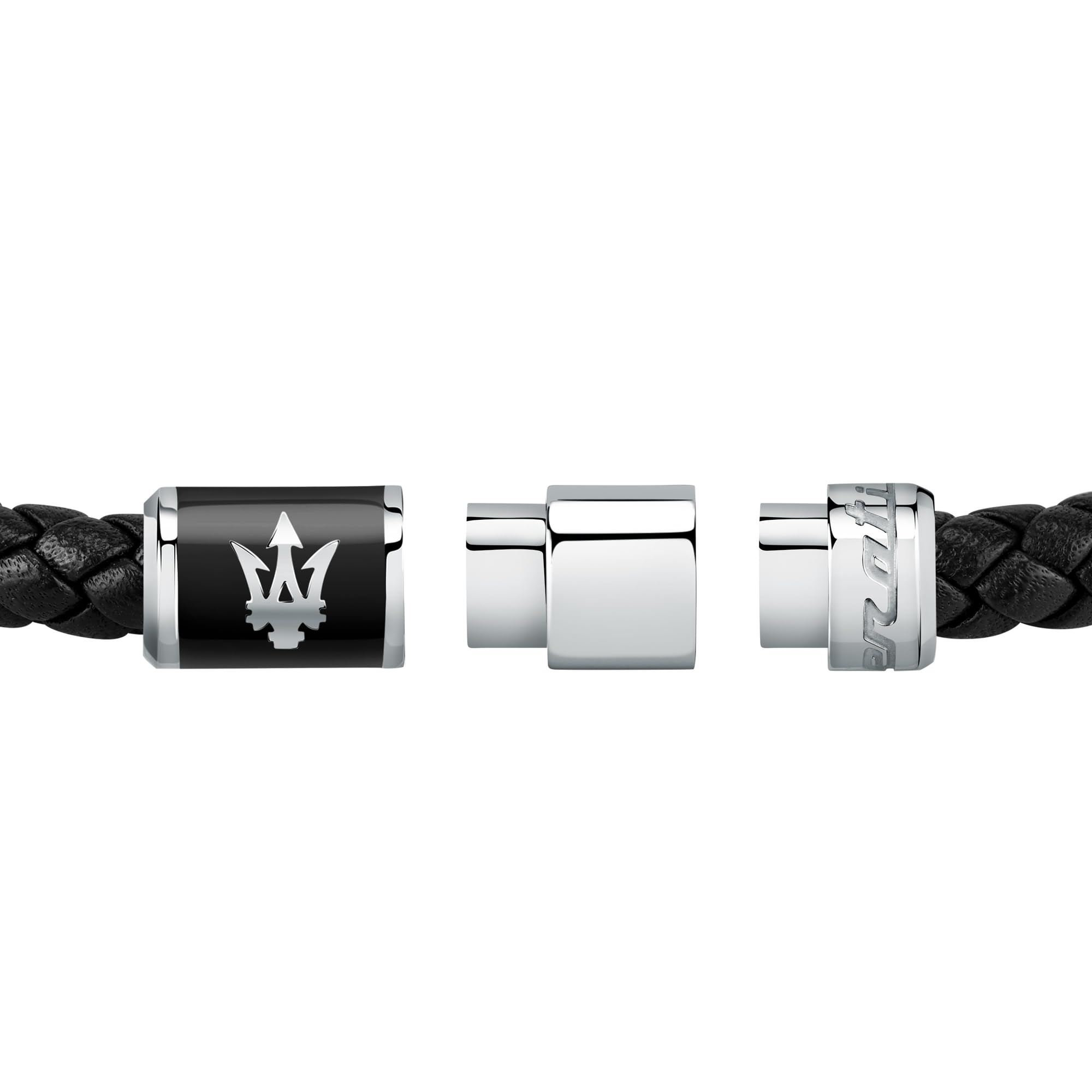 Maserati Jewels Bracciale Uomo in Acciaio, pelle riciclata, smalto - JM222AVE07