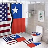 Ensemble de salle de bain 4 pièces : comprend 1 rideau de douche, 1 tapis de bain rectangulaire, 1 tapis de contour en U, 1 housse de siège de toilette et un crochet en plastique