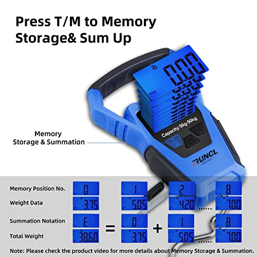 Runcl Waterproof Fishing Scale With Lip Gripper, Electric Fish Scale With 40 Inch Ruler, Lb/Oz/Kg Mode, Non-Slip Handle, 110 Lb, Memory Storage, Digital Portable Hanging Scale For Luggage #TOP1