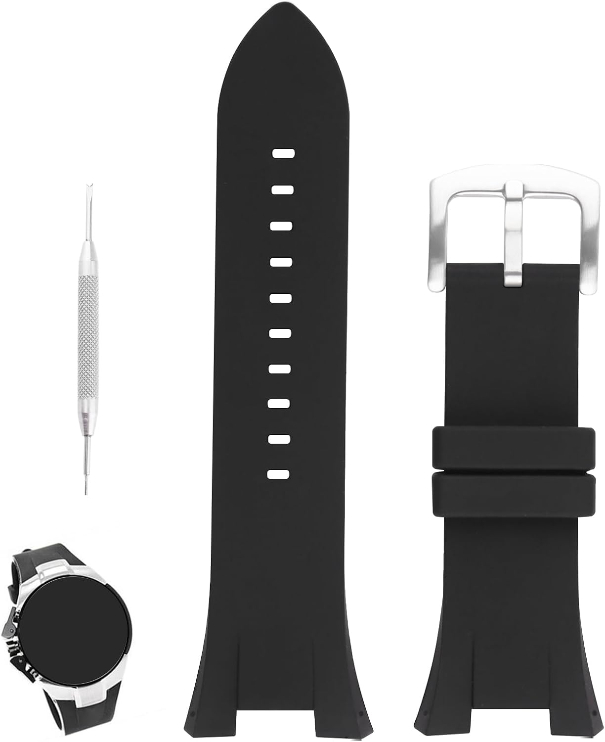 XIW Compatible for 32mm×14mm Armani Exchange AX Series AX1040 AX1041 AX1042 Rubber Watch Band Replacement for men Silicone Wirstband Strap women Bracelet