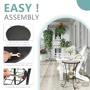 VCUTEKA Outdoor Side Table Mosaic Patio Table Accent Table Mosaic Tile Top Metal Frame Small End Table Porch Beach Patio Garden Balcony Brown 14'' VCUTEKA Outdoor Side Table Mosaic Patio Table Accent Table Mosaic Tile Top Metal Frame Small End Table Porch Beach Patio Garden Balcony Brown 14