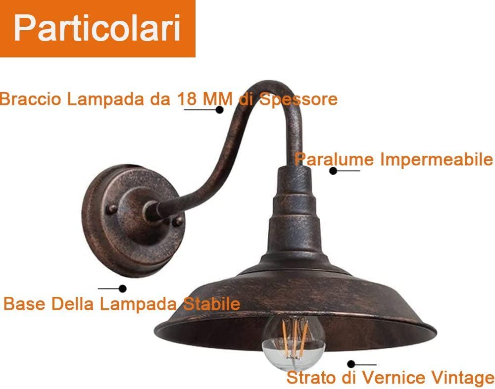 IP54 impermeabile esterna Retro lampada da parete in Bronzo antico rurale battuto lanterna muro di ferro della luce E27 Vintage Edison Lighting montaggio Deocrcommunity Fence Terrazza Giardino