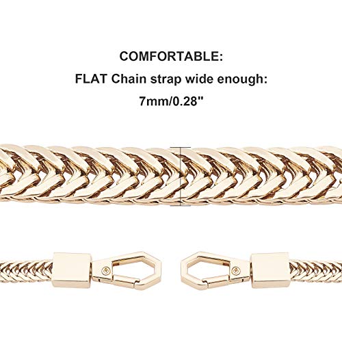 CHGCRAFT 7mm Wide 41.7 inch Snake Bone Chain Bag Iron Cuban Flat Link Chain Strap Handbags Accessories Replacement Chains for Wallet Purse Straps Shoulder Straps Golden - Thumbnail 2