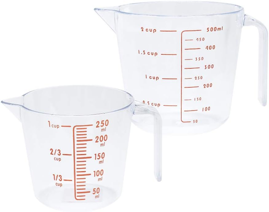 HARVESTFLY Plastic Measuring Jug Set of 2 - BPA Free Measuring Cups 250ML 500ML - Dishwasher Safe