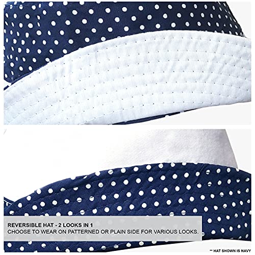 TOSKATOK-Anti-UV-UPF-50-Bob-reversible-pour-Femmes-a-Pois-en-Coton-Taille-Unique