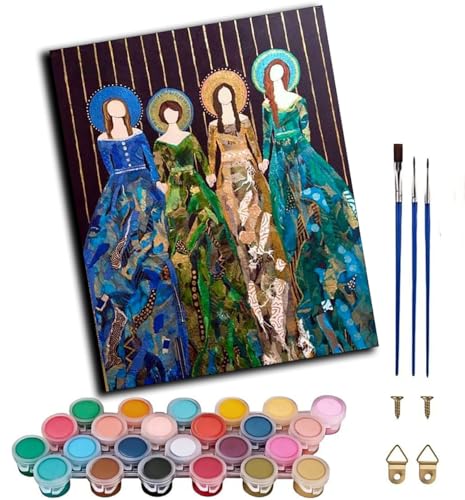 CAOGUANYU Pintar por Numeros para Adultos para Regalo,Cuatro mujeres abstractas Kit de Pintura por Números Principiantes 40x50cm DIY Paint by Numbers sobre Lienzo，sin marco
