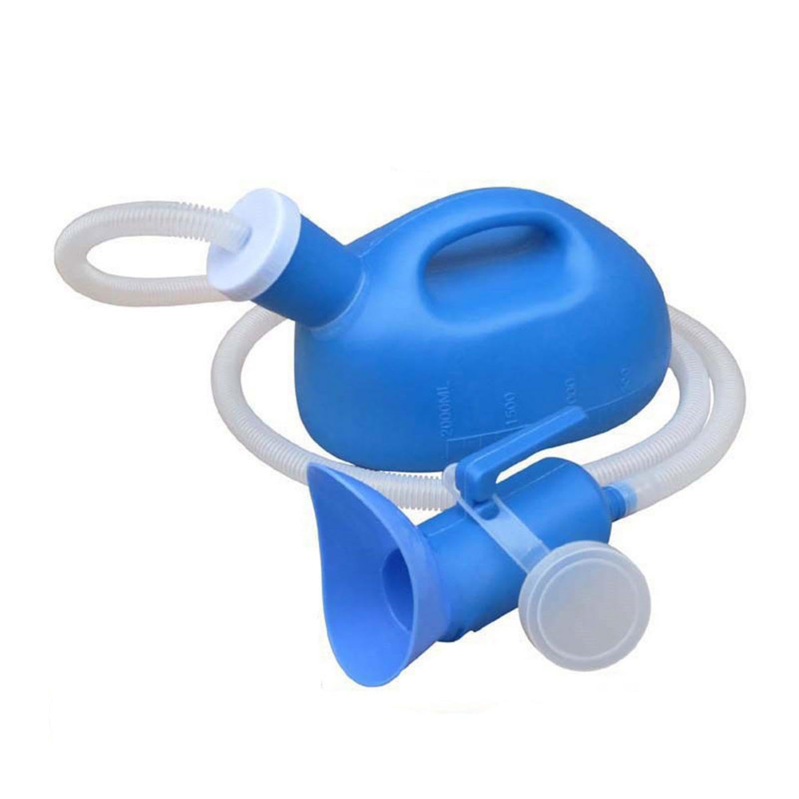 Orinal a prueba de derrames, orinal portátil, orinal para exteriores, 2000 ml, con tubo largo y tapa para hospital, hogar, camping, coche, viajes, camioneros