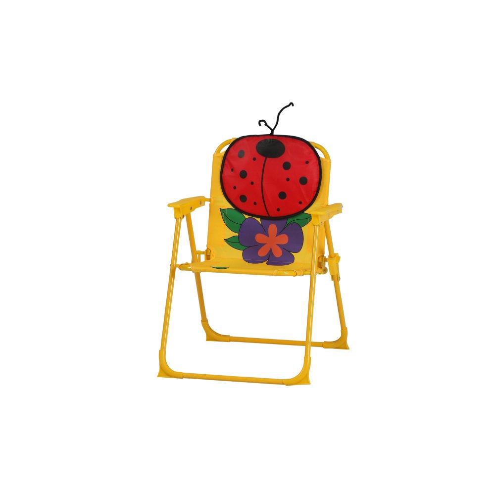 Siena Garden 672618 Marie Set pour Enfants 2 Fauteuils Pliants 1 Table + 1 Parasol Acier Motif de Coccinelle Jaune/Rouge