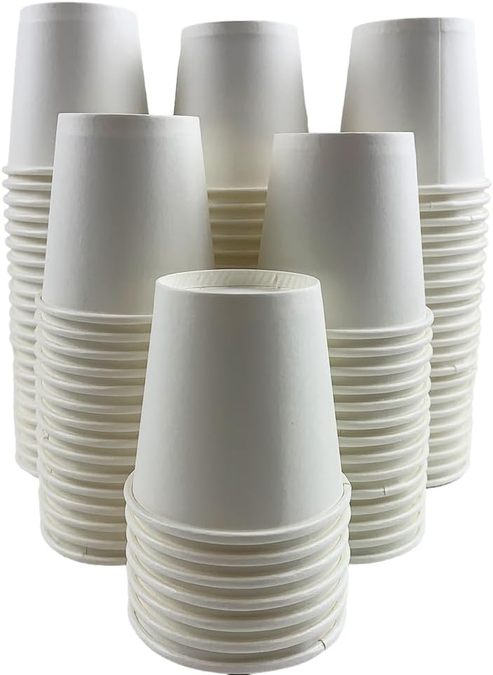 Heyiwell 16 oz White Disposable Paper Coffee Cups, Hot & Cold Beverages Drinking Cup for Office,Home,Party and Daily Life,100 PC