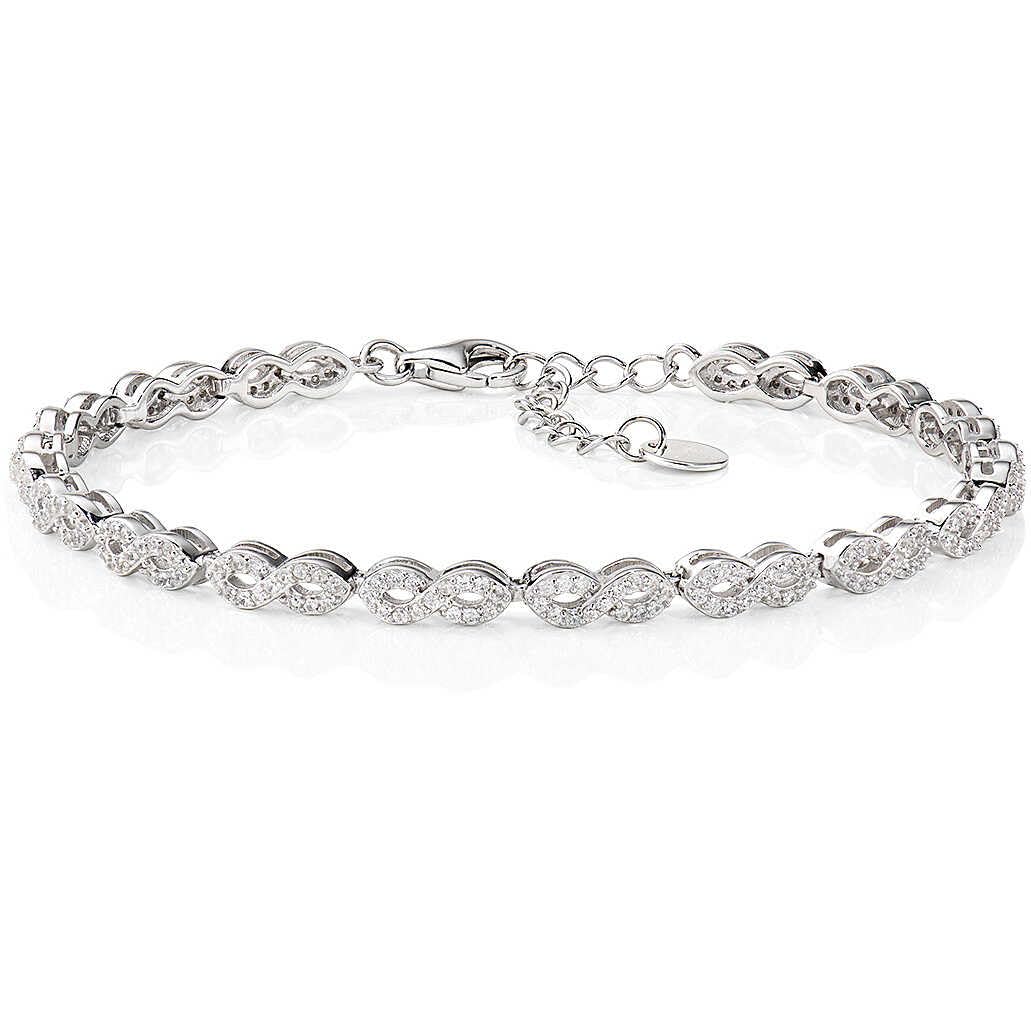 Bracciale in Argento 925, della Collezione San Valentino 2024, con zirconi Bianchi, Colore rodio Lungh. 16 + 3 cm Spessore 3 mm