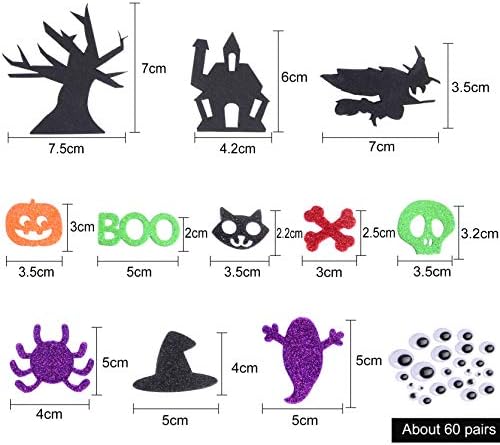 TUPARKA 220 Pcs Halloween Foam Stickers Glitter Self Adhesive Foam Stickers Assorted Foam Craft Stickers for Halloween Party Crafts Decoration