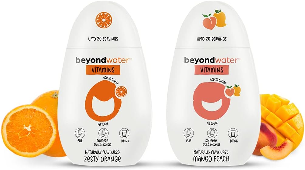 Fruit Blast - DIY Vitamin Flavour concentrate- 2 X 20 Servings - (Mango Peach + Zesty Orange) | Water Enhancer Instant Flavour Drink Mix, Hydration drink, 10+ Vitamins & Minerals, Healthy Fruit Flavour, 100% Natural Ingredients, Low in sugar, Flavoured Water