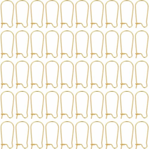 Image of INDIKONB Large Gold Earring Hooks 50 Pcs | Jewelry Making Findings for Earrings | Durable Metal Ear Wire Hooks for DIY Craft, Beading & Handmade Jewelry Supplies