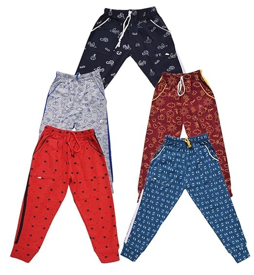 Kids Cotton Track Pants Pack of 5 | Soft Breathable Pajama Lowers for Baby Boys & Girls | Elastic Waist Comfortable-image-43