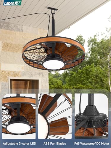 LEDIARY Outdoor Ceiling Fans with Lights, IP65 Waterproof Gazebo Fan with Hanging Hook,6 Speeds, 3CCT, 20 Inch Wet Rated Plug in Ceiling Fan for Patios,Porch, Pergola,Canopy - Image 7