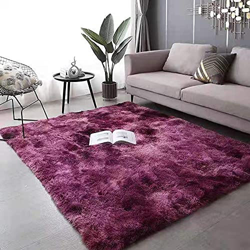 Tapis à poils longs doux violet pour réchauffer un sol de salon - 2