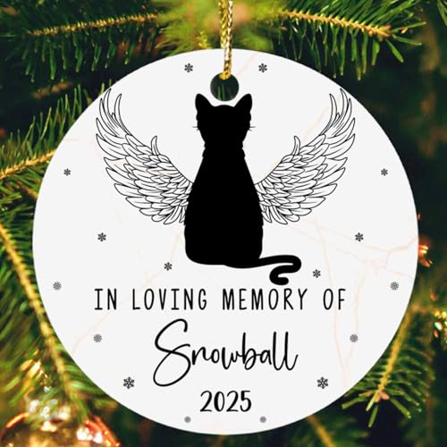 Personalized in Loving Memory Christmas Ornament 2025, Cat Memorial Christmas, Best Gifts for Cat, Pet, Family, Customized Pet Cat Lover Remember, Cat Xmas Ornament, Pet Sympathy Ornament Gifts