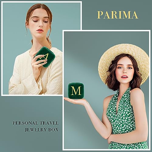 Parima Sister Gifts - Gifts for Sister, Sister Gifts From Sister, Birthday Gifts for Sister, Sister In Law Gifts, Plush Velvet Emerald-Green Jewelry Box Travel Jewelry Case - Letter L, Green - Image 3