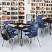 Romig Trek 36 in. Square Adjustable Classroom Table- Mahogany & 4 Andy 18 in. Stack Chairs- Blue
