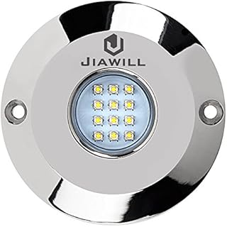 Jiawill 60W Surface Mount Underwater Boat Lights 316L Stainless Steel with Internal Driver and Overheat Protection (Blue)