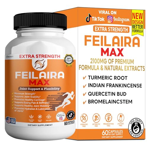 GREENVIFY Feilaira Max Extra Strength Joint Support Supplement Glucosamine Complex for Mobility 60 Capsules
