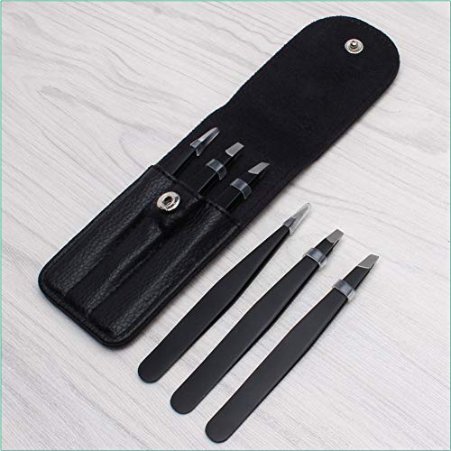 Soft Portable Beauty Tools Equipment,3Pcs Point Slant Flat Stainless Steel Eyebrow Tweezers Hair Removal Clips Set - Pink #TOP7