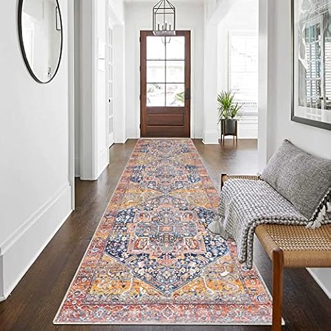 Cekene Vintage Non-Slip Hallway Runner Rug Cover