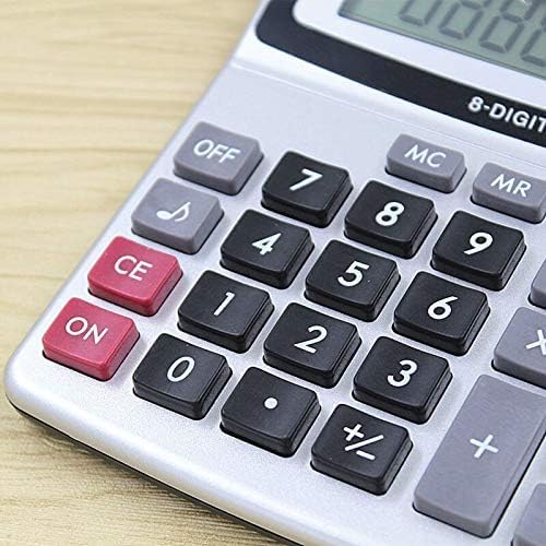 SQUADO Elektronischer Tischrechner, LCD-Display, 8 Ziffern, Metallgehäuse, silberfarben, große Tasten, für Büro und Studenten