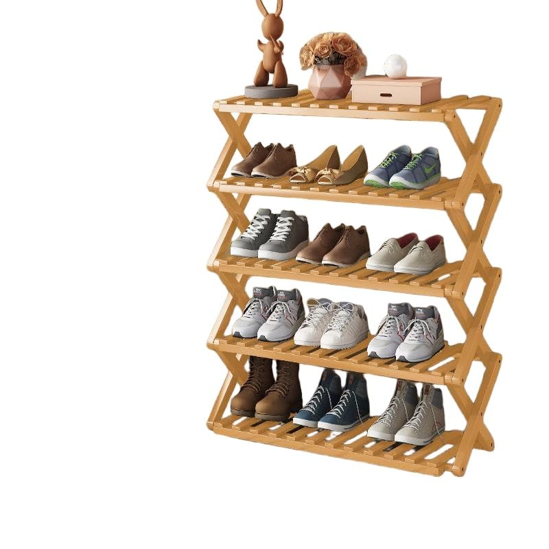 Étagère à chaussures en bambou 68x25 cm meuble de rangement naturel pour entrée