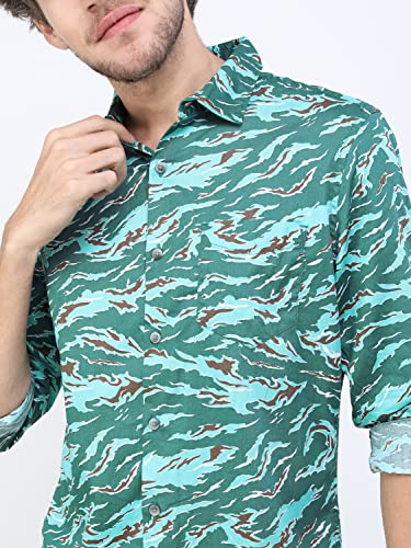 Image of Ketch Men Cotton Slim Fit Printed Full Sleeve Shirt