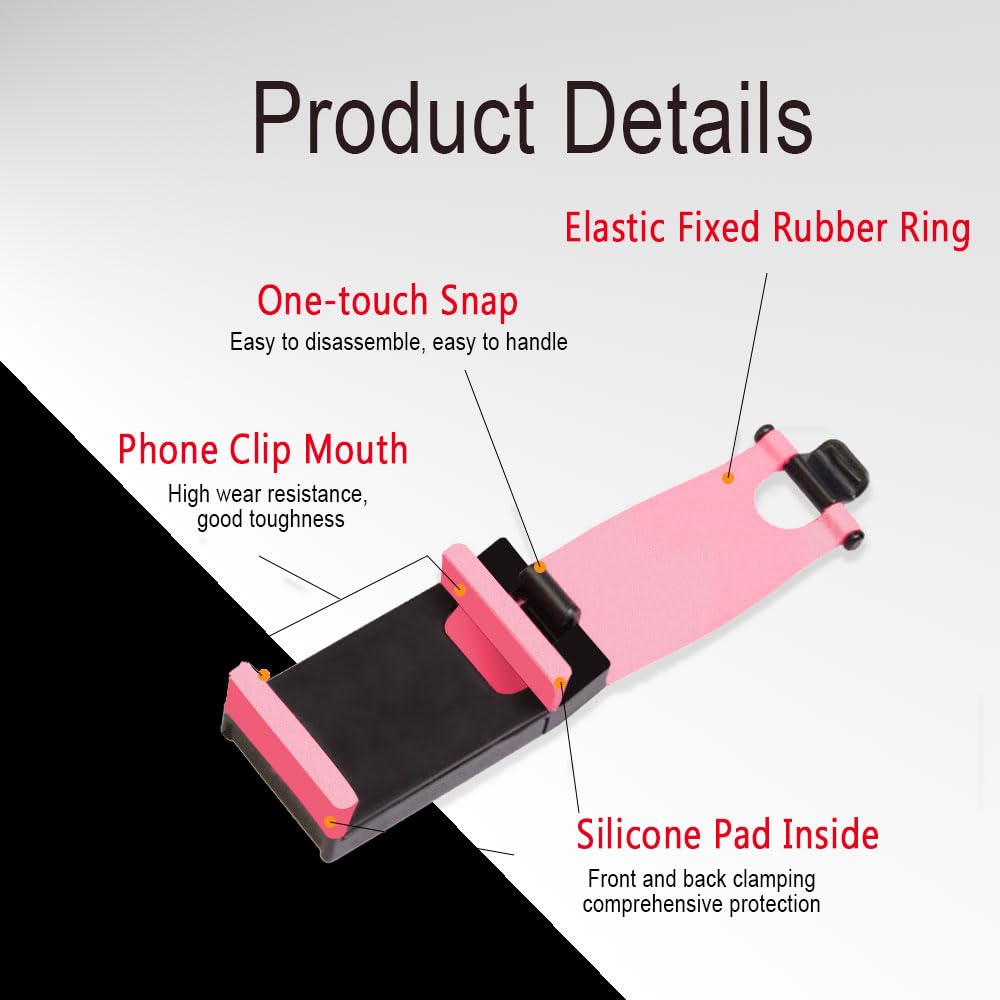 Middrivr Car Steering Wheel Phone Mount, Steering Wheel Smartphone Mount, Portable Steering Wheel Phone Holder Mount Clip Fit for IPhone14/13/12/11 Pro Max/XR/XS/S21/S20/S10/Note 10 (Pink)