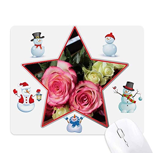 Tapis de souris fleurs roses et blanches pour un bureau élégant et fleuri
