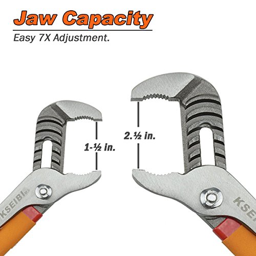 Kseibi 141422 Groove Joint Pliers Set Include 10 Inch & 12 Inch 2 Pack Angle Nose Slip Joint Pliers With Pvc Non-Slip Handle #TOP2