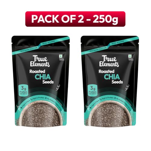 Image of True Elements Roasted Chia Seeds 125g Pack of 2 | Rich in Protein, Fiber & Omega-3 | Healthy Superfood Seeds for Weight Management & Daily Nutrition