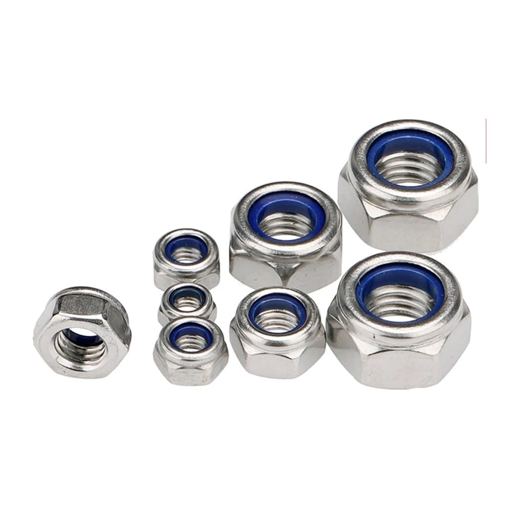 TSIOHKBS DIN985 M2 M2.5 M3 M4 M5 M6 M8 M10 M12 M14 M16 M20 304 Stainless Steel Hex Hexagon Lock Nuts (M12 x 5pieces)