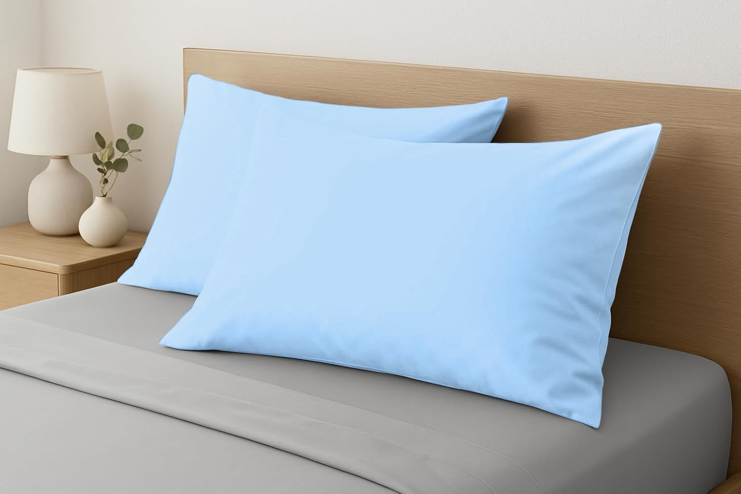 Travel Pillow Cases 12x16 Pack of 2 Ice Blue Organic Cotton Zipper Closure