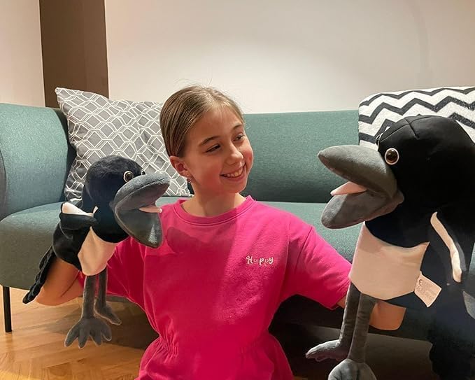 Jouet en peluche pie marionnette à main pour surmonter la timidité
